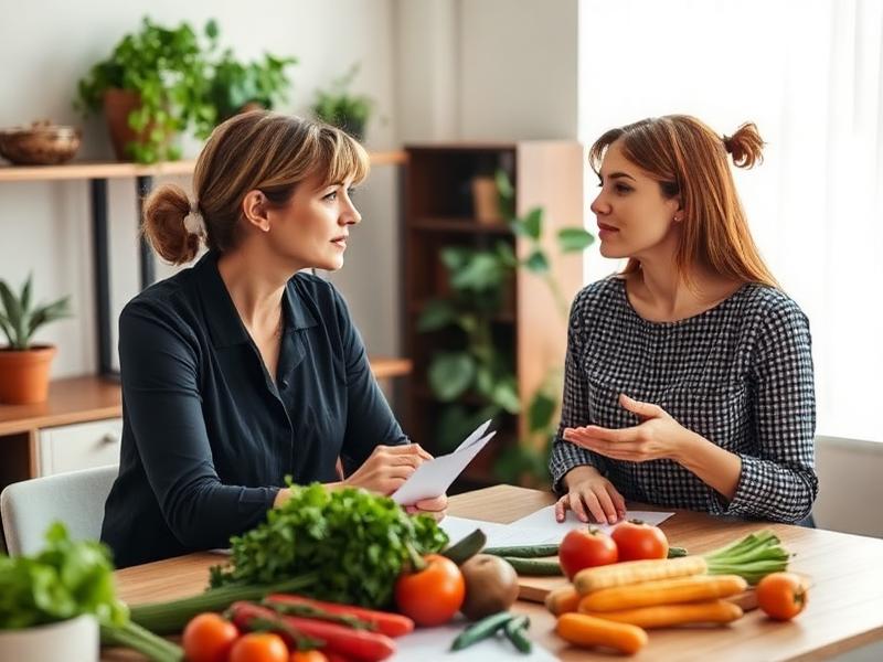 Ernährungsberaterin im Gespräch mit einem Klienten